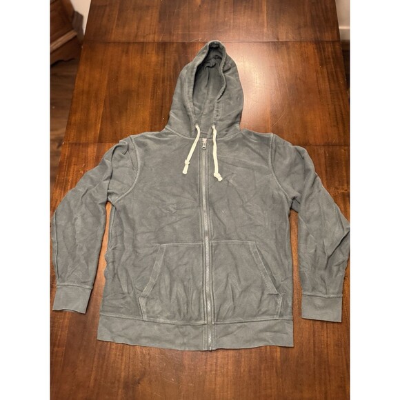Everlane Green The Twill Full Zip Hoodie Relaxed Cotton Zip Up Sweater Mens Med - Picture 1 of 10